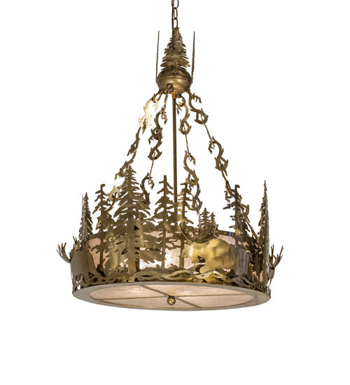 Meyda Tiffany 237894 Four Light Pendant, Brass Tint