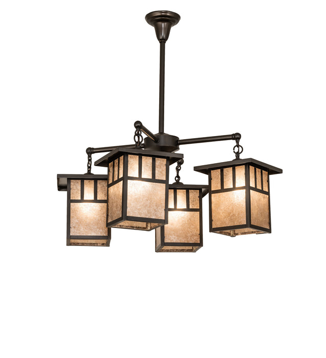 Meyda Tiffany 239358 Four Light Chandelier, Craftsman Brown