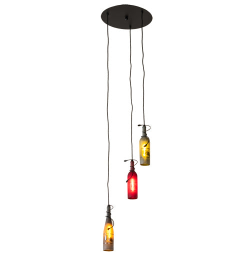 Meyda Tiffany 239714 Three Light Pendant, Black Tex