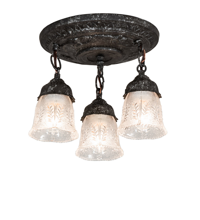 Meyda Tiffany 239970 Three Light Semi-Flushmount, Antique Pewter