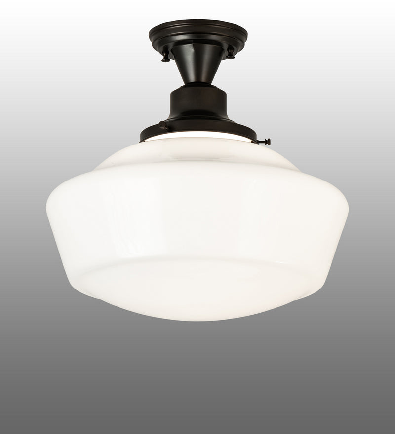 Meyda Tiffany 240369 One Light Semi-Flushmount, Black Metal