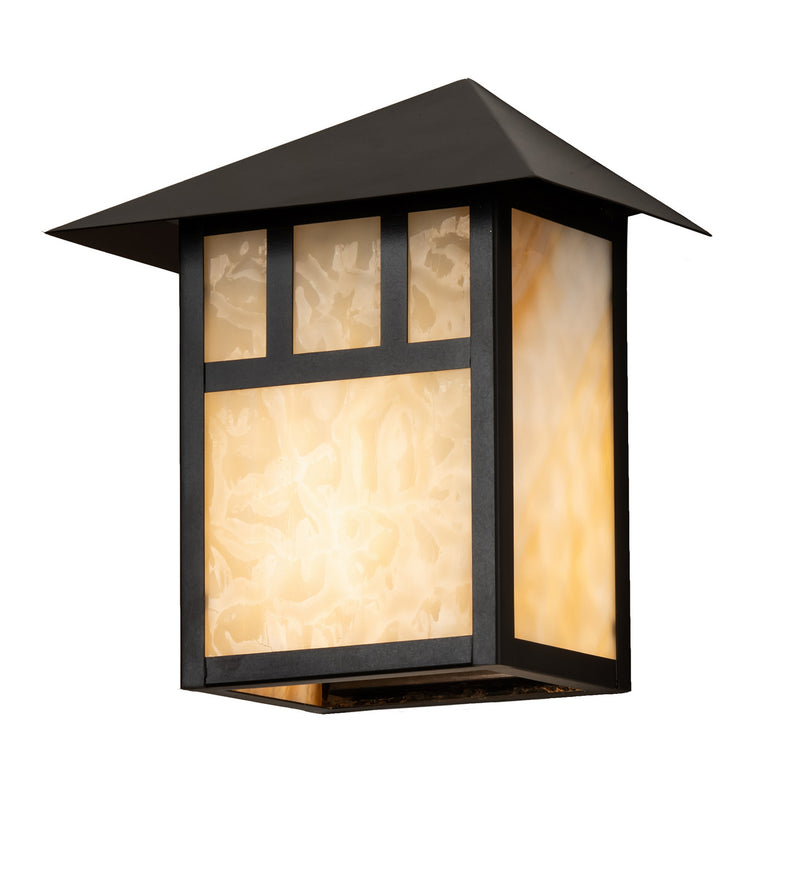 Meyda Tiffany 240393 One Light Wall Sconce, Craftsman Brown On Brass