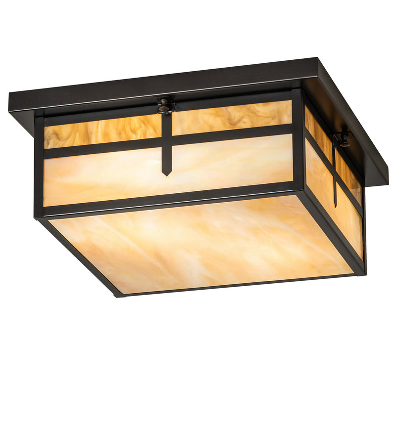 Meyda Tiffany 240395 Two Light Flushmount, Craftsman Brown
