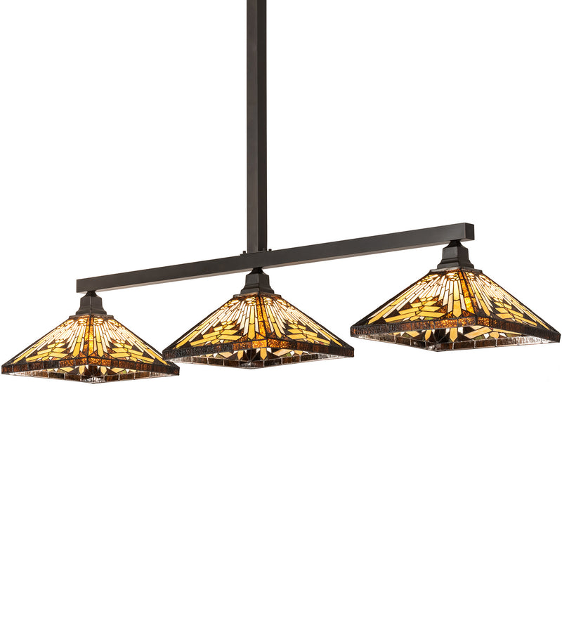 Meyda Tiffany 240482 Three Light Island Pendant, Craftsman Brown
