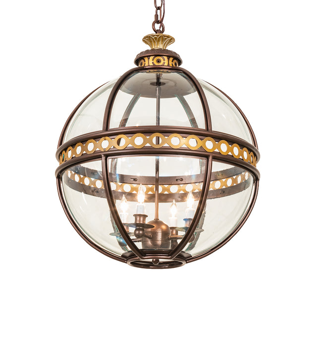 Meyda Tiffany 240983 Four Light Pendant, Mahogany Bronze/Gold Matte