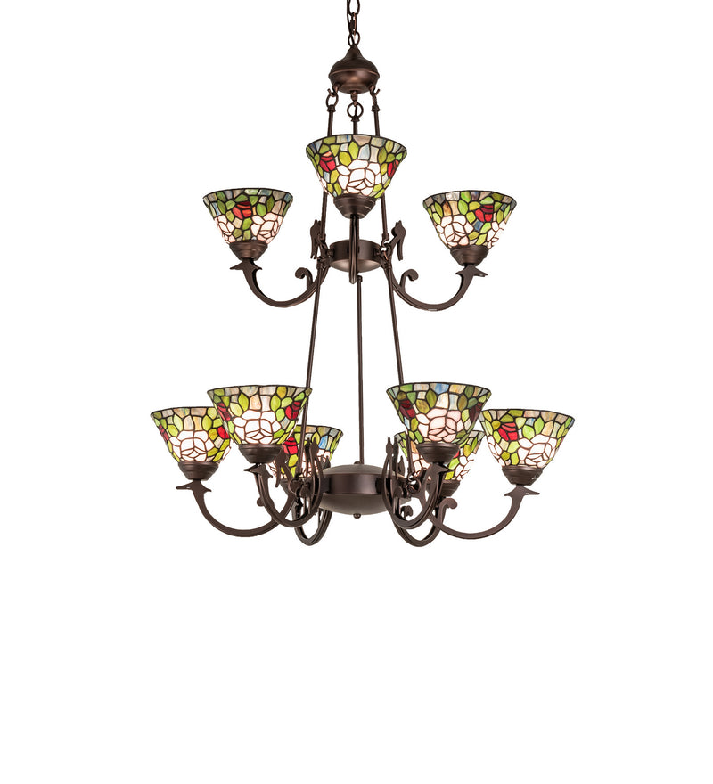 Meyda Tiffany 241038 Nine Light Chandelier, Mahogany Bronze