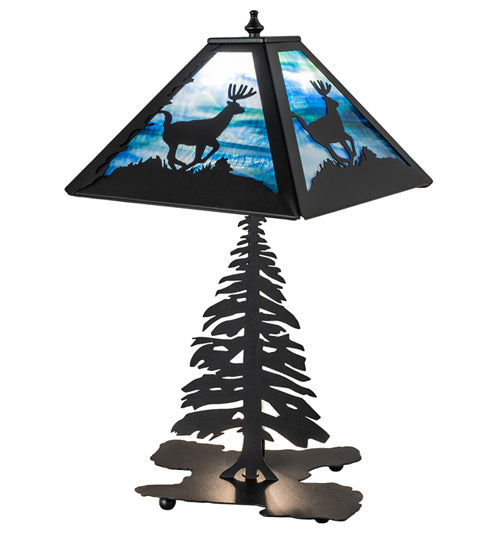 Meyda Tiffany 241050 Two Light Table Lamp, Black Metal