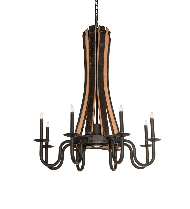 Meyda Tiffany 241070 LED Chandelier, Costello Black Hand Rubbed Iron/Wood