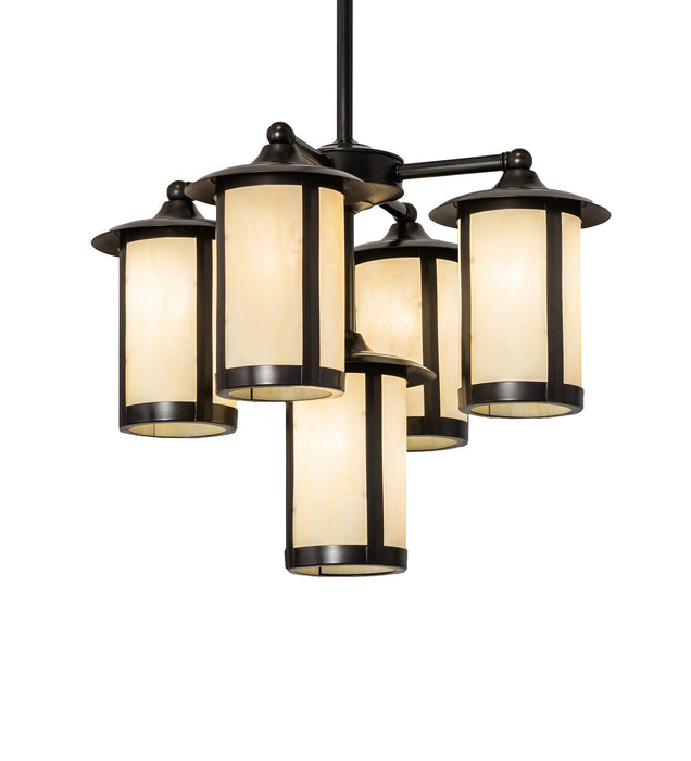 Meyda Tiffany 241310 Five Light Chandelier, Craftsman Brown