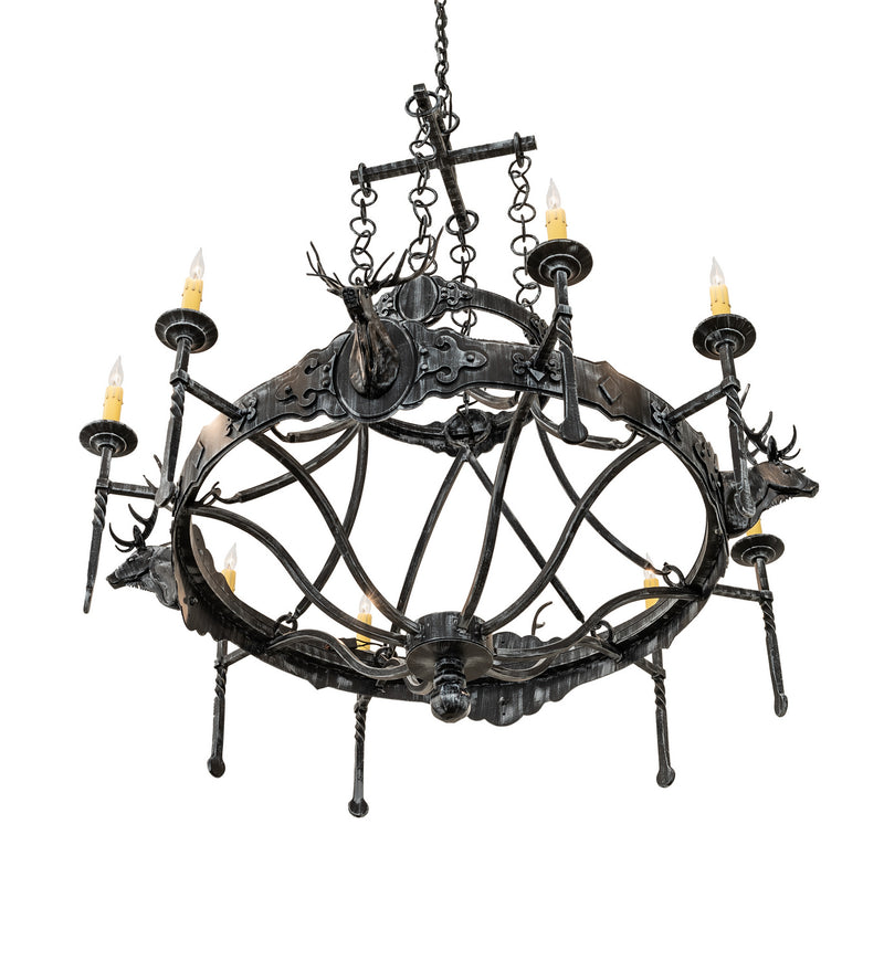 Meyda Tiffany 241339 Eight Light Chandelier, Antique Iron Gate