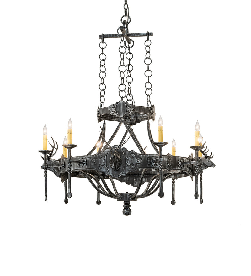 Meyda Tiffany 241339 Eight Light Chandelier, Antique Iron Gate