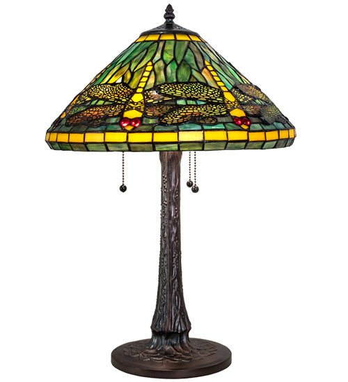 Meyda Tiffany 241975 Three Light Table Lamp, Mahogany Bronze