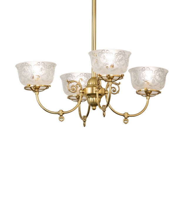 Meyda Tiffany 241993 Four Light Chandelier, Polished Brass