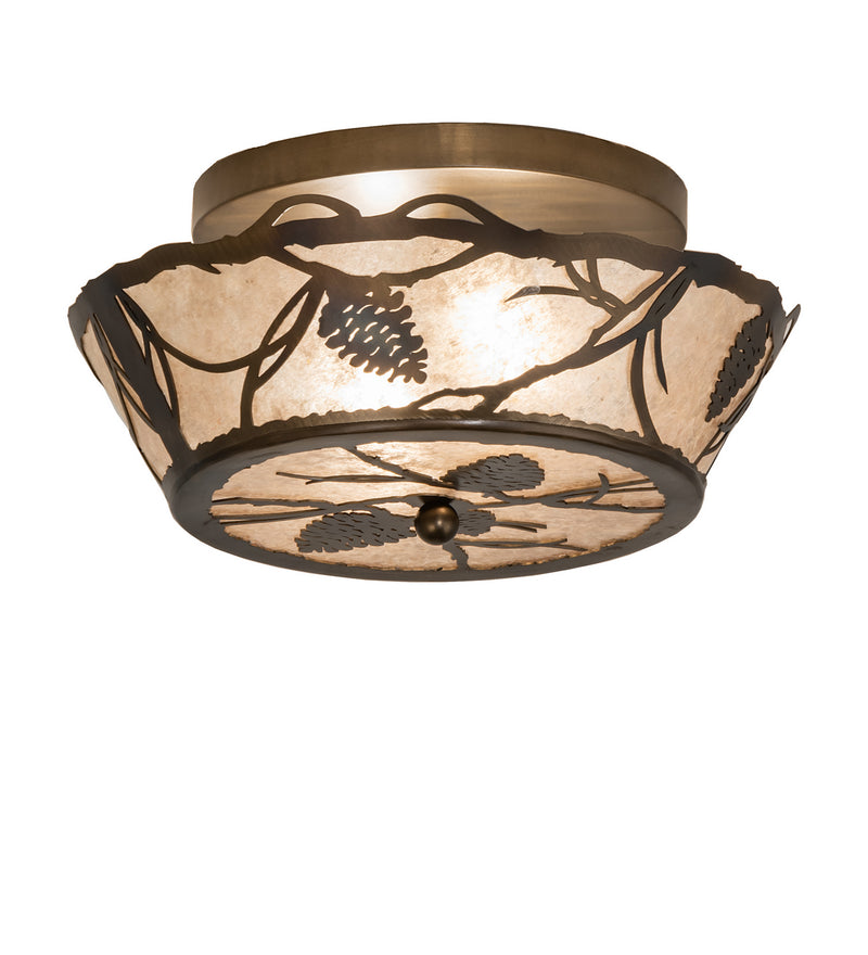 Meyda Tiffany 242030 Two Light Flushmount, Lt Burnished Antique Copper