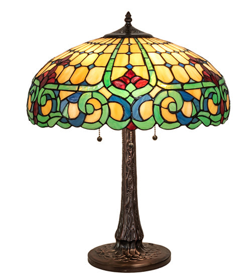 Meyda Tiffany 242088 Three Light Table Lamp, Mahogany Bronze