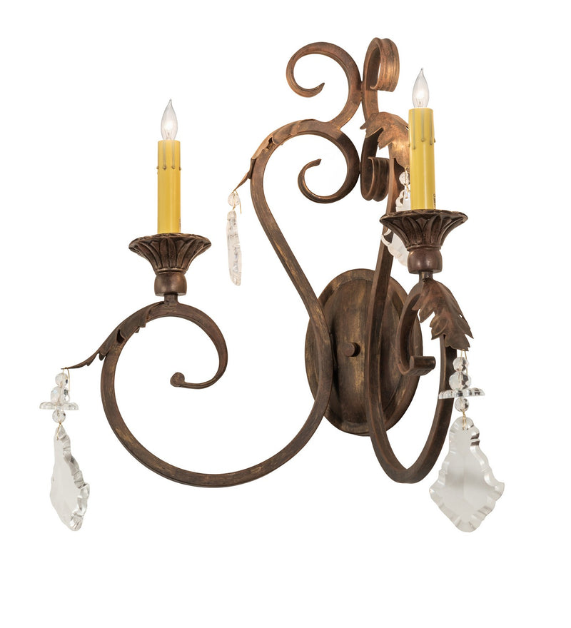 Meyda Tiffany 242115 Two Light Wall Sconce, Cortez Gold