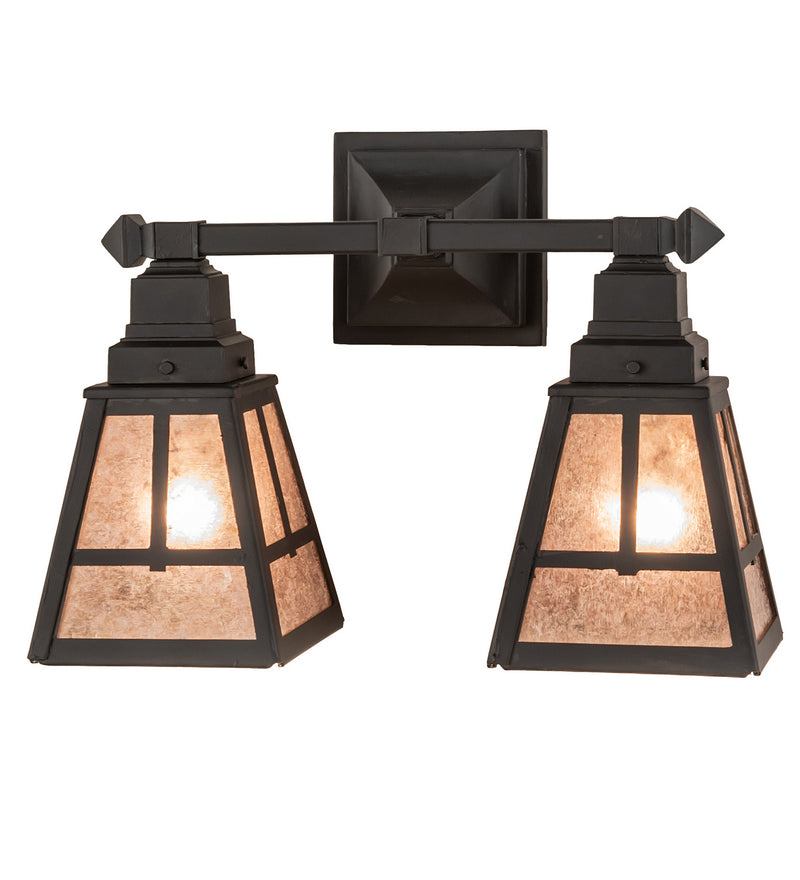 Meyda Tiffany 242385 Two Light Vanity, Costello Black Hand Rubbed Iron
