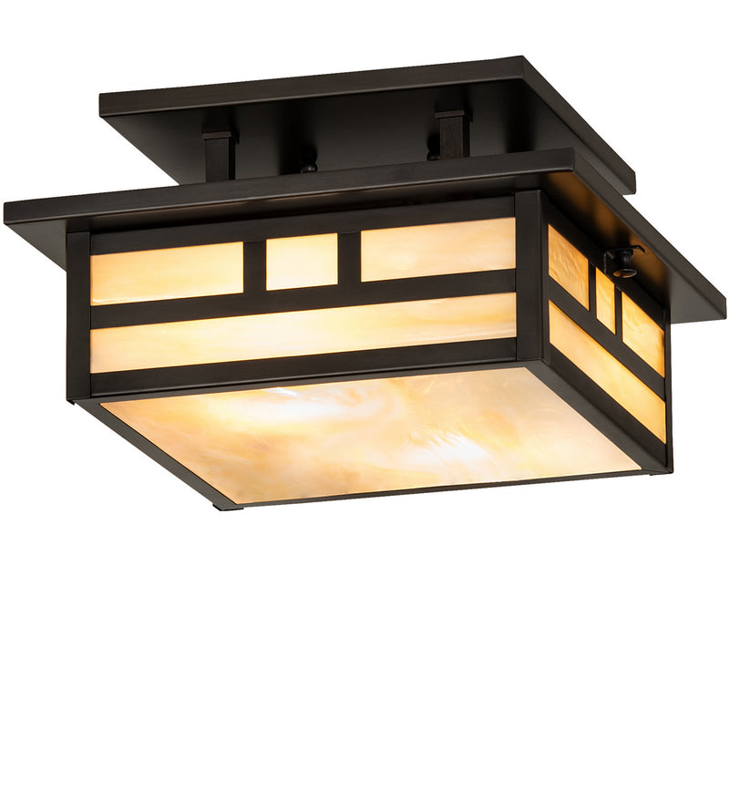 Meyda Tiffany 242391 Two Light Flushmount, Craftsman Brown