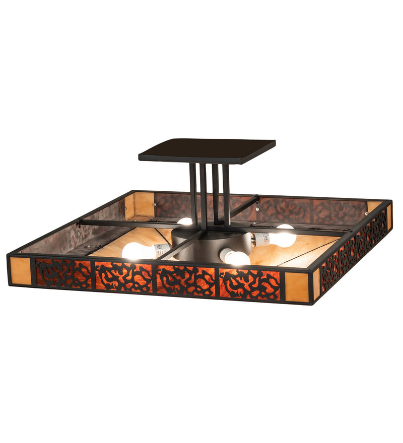 Meyda Tiffany 242409 Four Light Semi-Flushmount, Chestnut