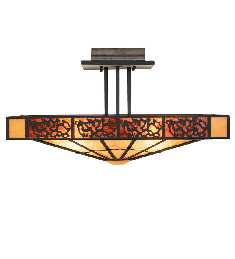 Meyda Tiffany 242409 Four Light Semi-Flushmount, Chestnut