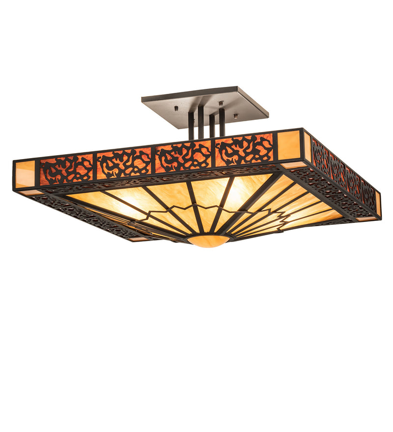 Meyda Tiffany 242409 Four Light Semi-Flushmount, Chestnut