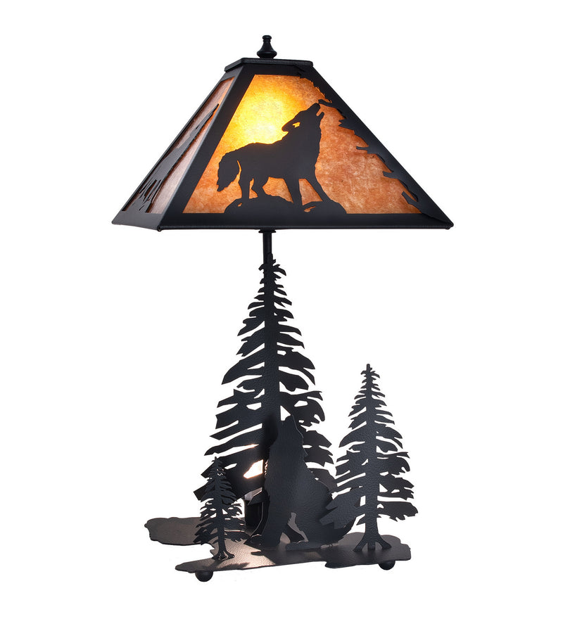 Meyda Tiffany 242540 Two Light Table Lamp, Black Metal