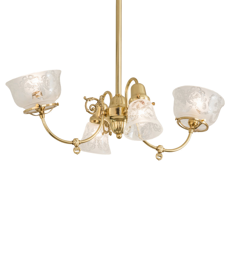 Meyda Tiffany 242592 Four Light Chandelier, Polished Brass
