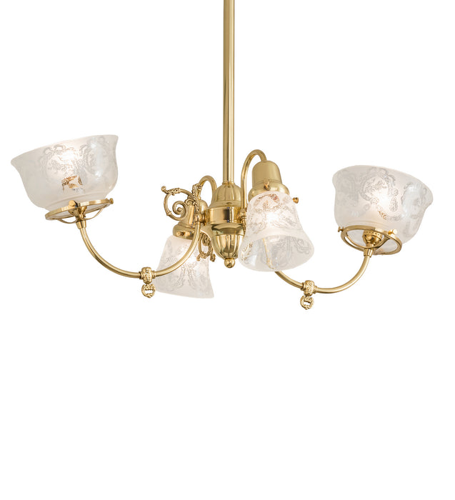 Meyda Tiffany 242592 Four Light Chandelier, Polished Brass