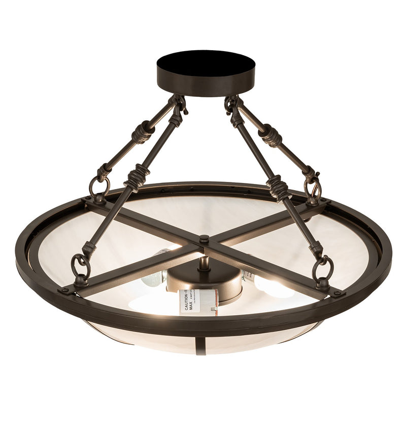 Meyda Tiffany 243033 Three Light Semi-Flushmount, Bronze