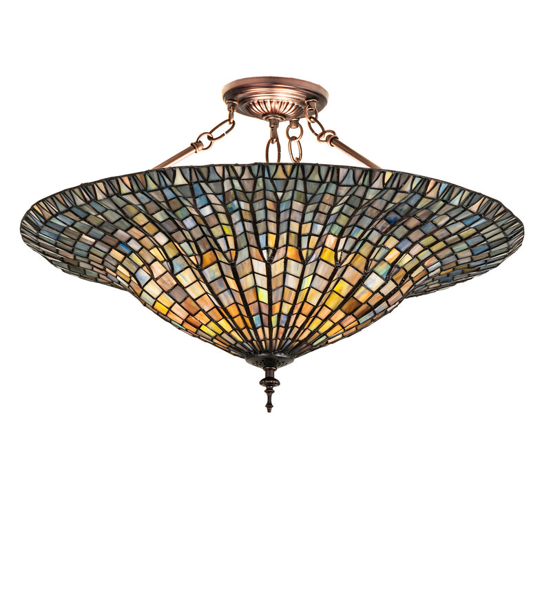 Meyda Tiffany 243228 Three Light Semi-Flushmount, Mahogany Bronze