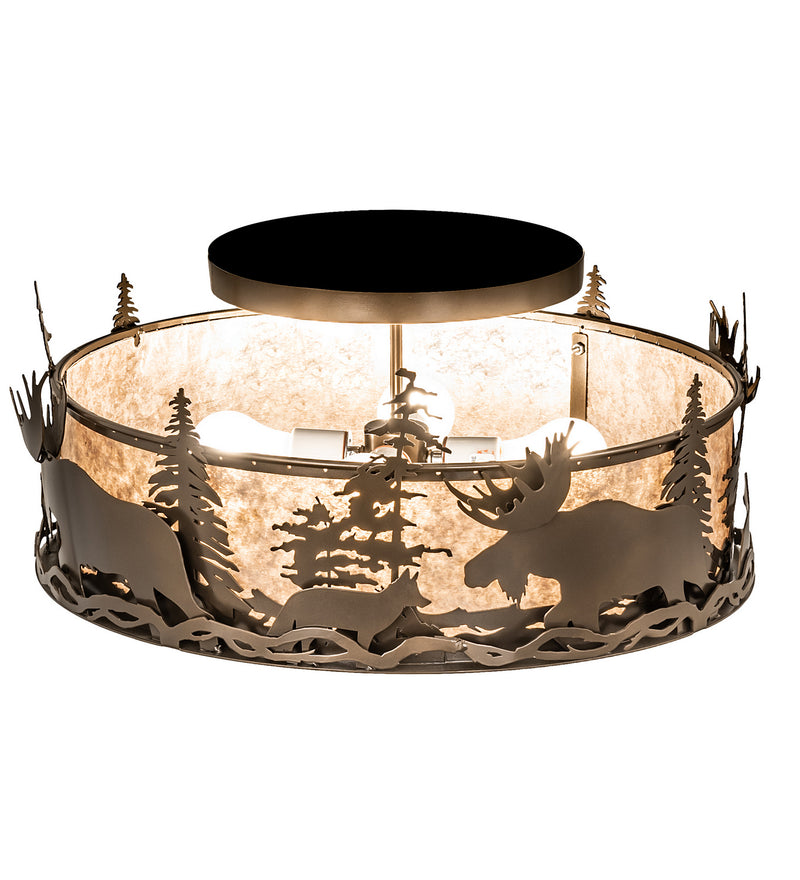 Meyda Tiffany 243425 Four Light Flushmount, Silver Mica (Double Layer)