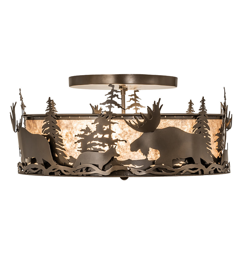 Meyda Tiffany 243425 Four Light Flushmount, Silver Mica (Double Layer)