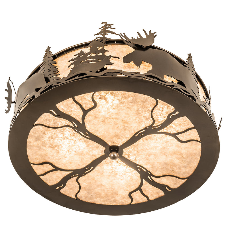 Meyda Tiffany 243425 Four Light Flushmount, Silver Mica (Double Layer)