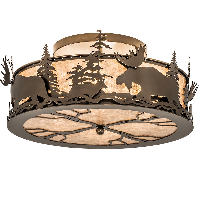 Meyda Tiffany 243425 Four Light Flushmount, Silver Mica (Double Layer)