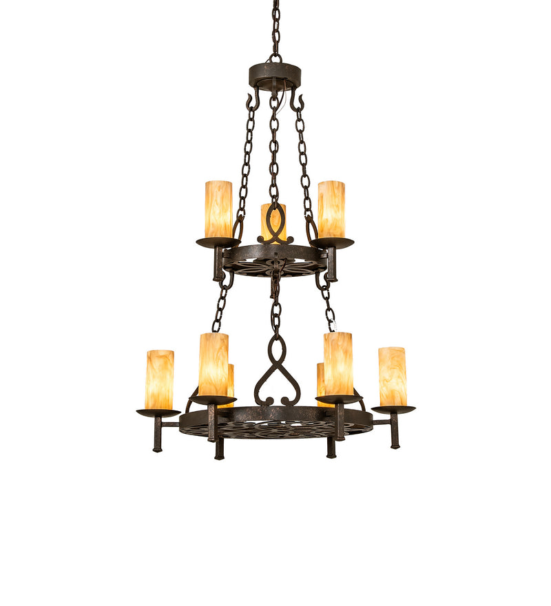 Meyda Tiffany 244248 Nine Light Chandelier, Gilded Tobacco