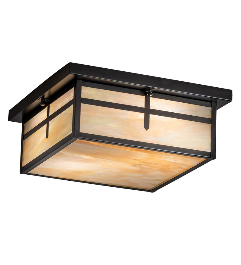 Meyda Tiffany 244646 Two Light Flushmount, Craftsman Brown