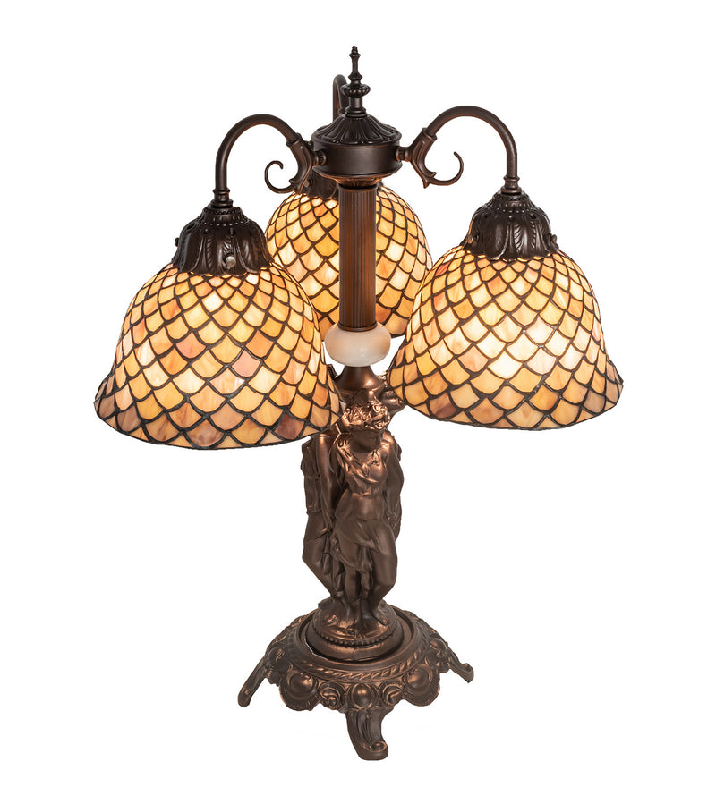 Meyda Tiffany 245477 Three Light Table Lamp, Mahogany Bronze