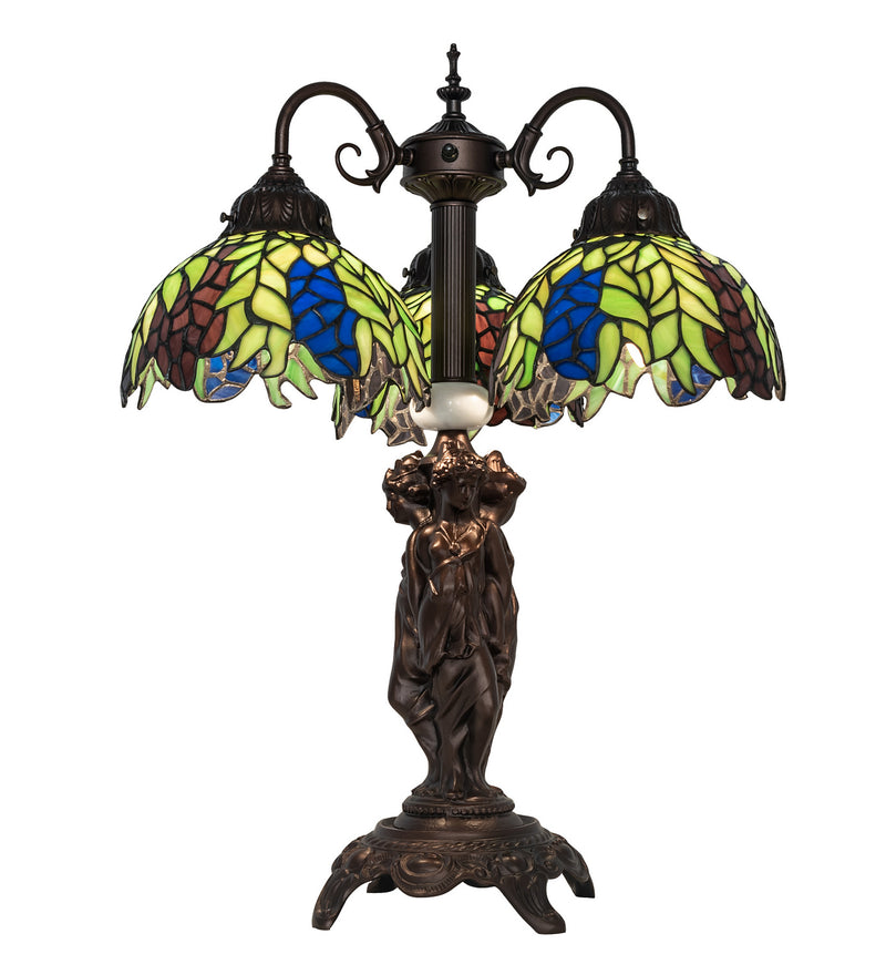 Meyda Tiffany 245478 Three Light Table Lamp, Mahogany Bronze