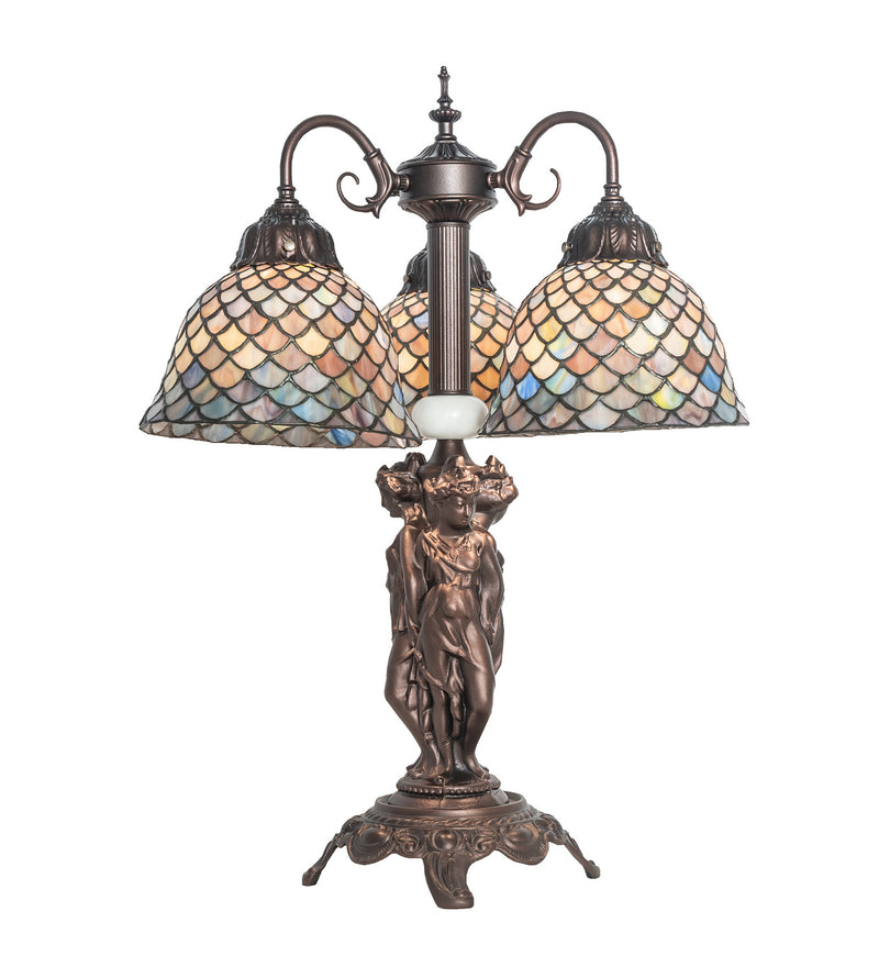 Meyda Tiffany 245479 Three Light Table Lamp, Mahogany Bronze