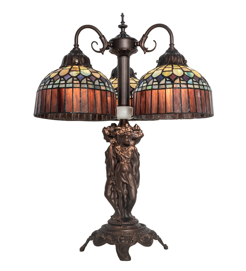 Meyda Tiffany 245481 Three Light Table Lamp, Mahogany Bronze