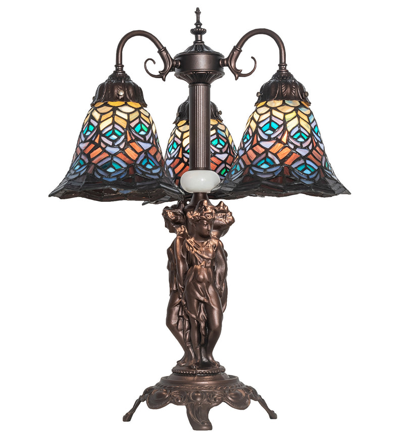 Meyda Tiffany 245482 Three Light Table Lamp, Mahogany Bronze
