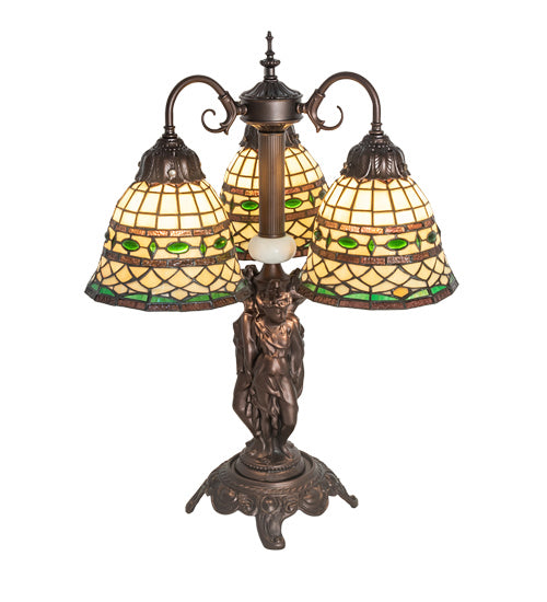 Meyda Tiffany 245484 Three Light Table Lamp, Mahogany Bronze