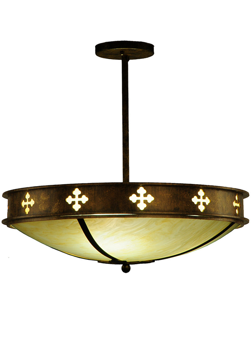 Meyda Tiffany 245549 Three Light Semi-Flushmount, Brushed Gold