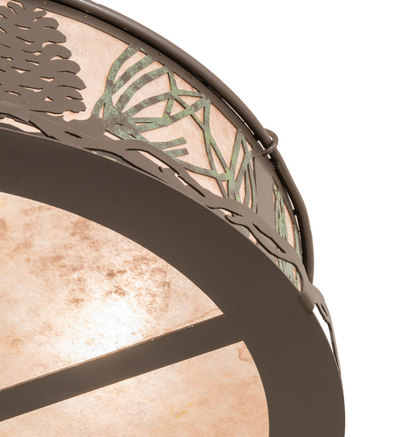 Meyda Tiffany 245572 Four Light Semi-Flushmount, Timeless Bronze/Green Needles
