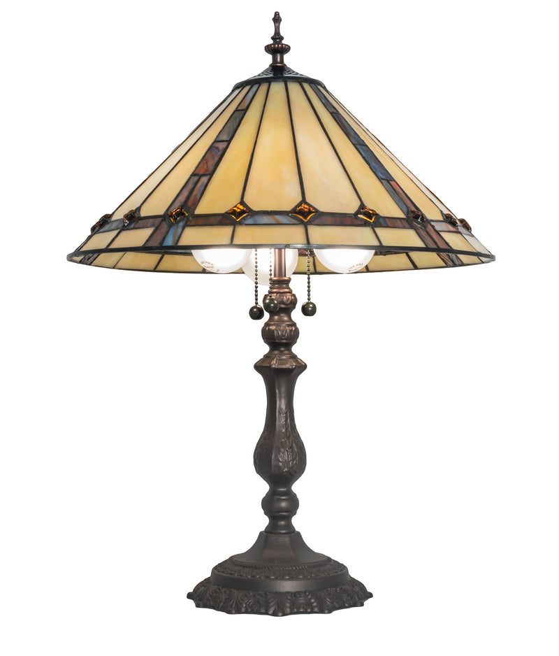 Meyda Tiffany 245630 Three Light Table Lamp, Mahogany Bronze