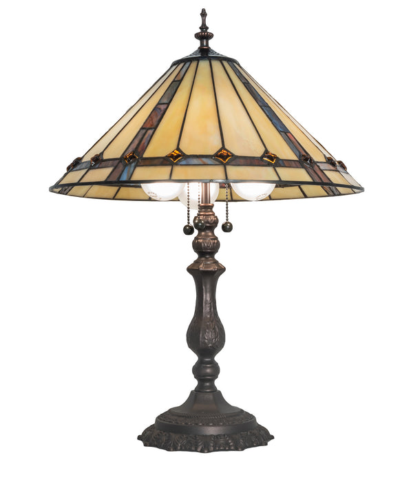 Meyda Tiffany 245630 Three Light Table Lamp, Mahogany Bronze