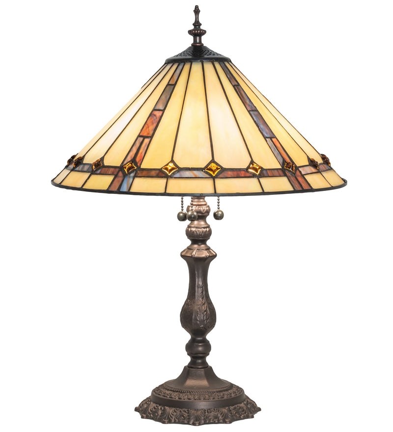 Meyda Tiffany 245630 Three Light Table Lamp, Mahogany Bronze
