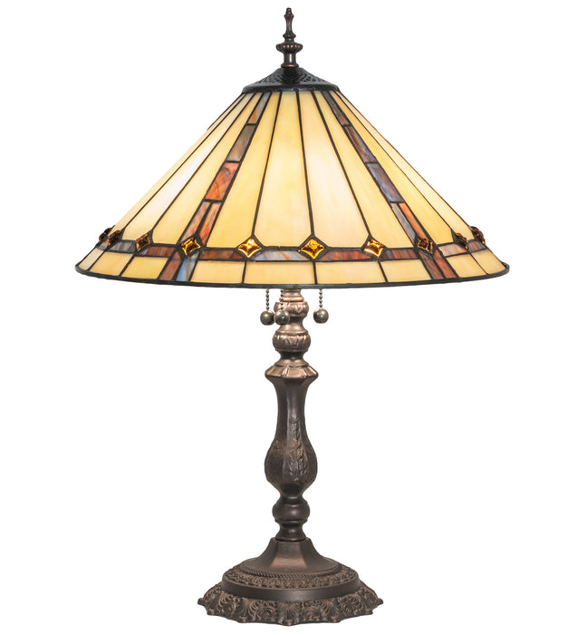 Meyda Tiffany 245630 Three Light Table Lamp, Mahogany Bronze