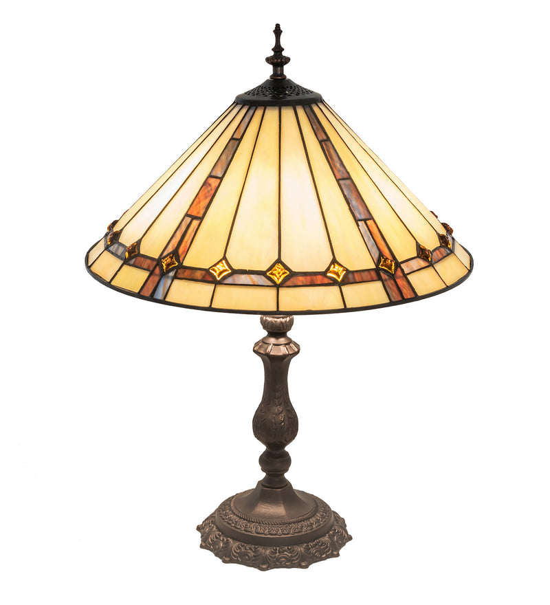 Meyda Tiffany 245630 Three Light Table Lamp, Mahogany Bronze