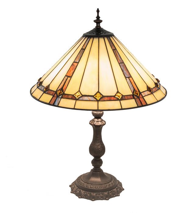 Meyda Tiffany 245630 Three Light Table Lamp, Mahogany Bronze